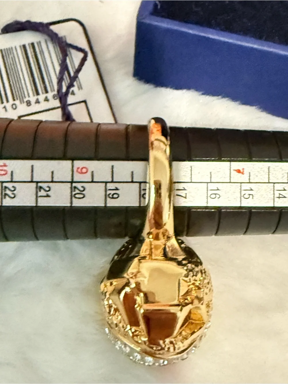 Swarovski Gold Tone Crystal Floral Statement Ring Size 58 EU Glam Cocktail Ring